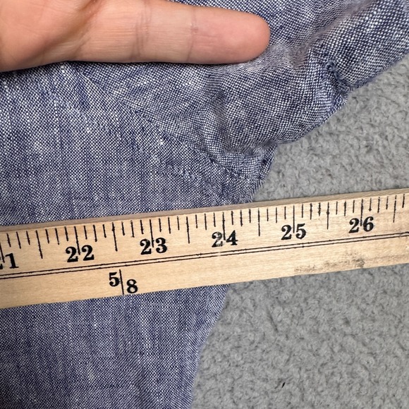 Murano Baird McNutt Shirt Mens‎ XL Blue Chambray Slim Fit Linen Beach Preppy - Picture 8 of 9